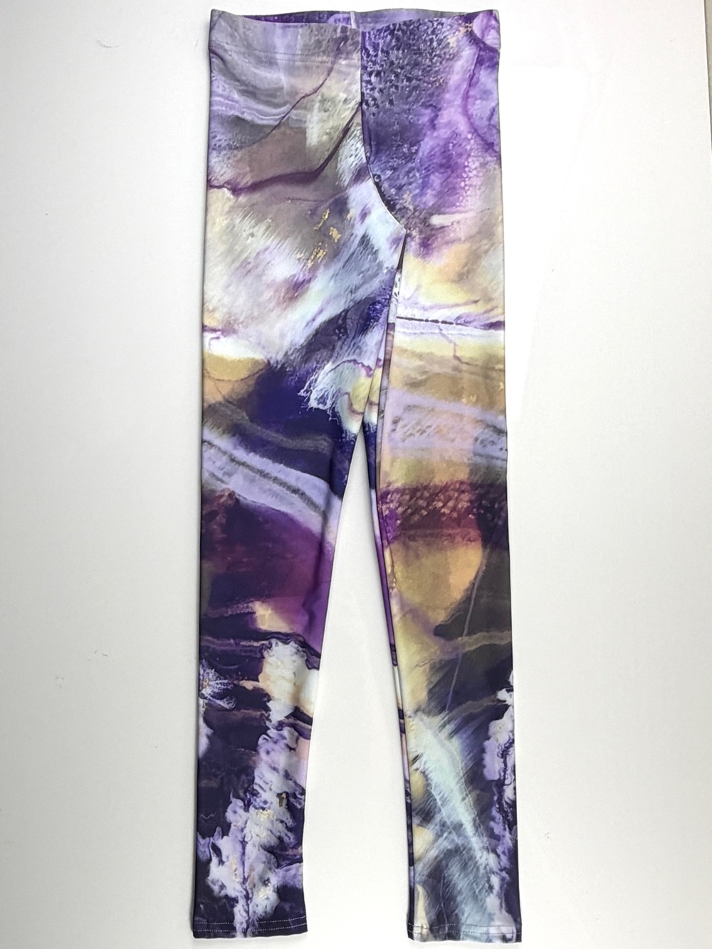 Alana Kay Art Purple & Tan Wearable Art Stretch Leggings, Sz S